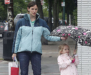 Slide Photo of Jennifer Garner and Violet Affleck in Boston While Raining