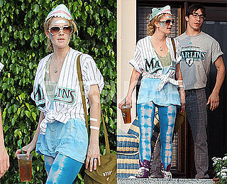Photos of Drew Barrymore in Head-to-Toe Marlins Gear With Justin Long in Miami