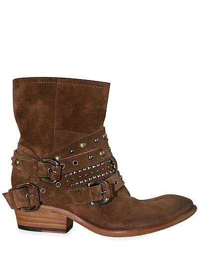 STRATEGIA - STUDDED BUCKLE SUEDE LOW BOOTS - LUISAVIAROMA - STUDDED BUCKLE SUEDE LOW BOOTS € 377.04 