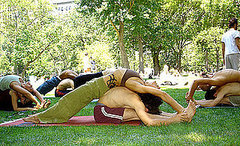 How to Do Forward Bend Lounge Partner Yoga Pose