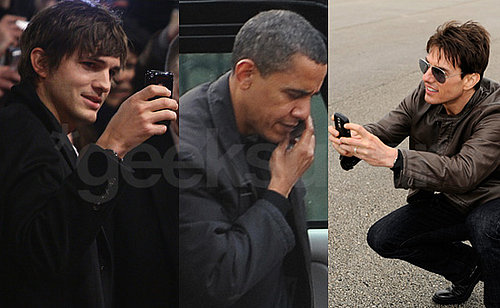 Ashton Kutcher, Barack Obama, and Tom Cruise Geeking-Out With Their Cell Phones