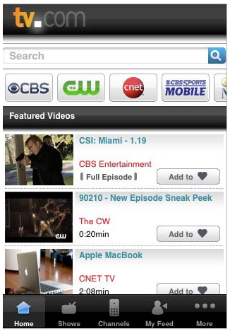 Use the TV.com iPhone App to Watch all of Your Favorite CBS Shows