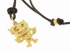 Catherine Michiels Gold, Diamond, and Ruby Robot Necklace