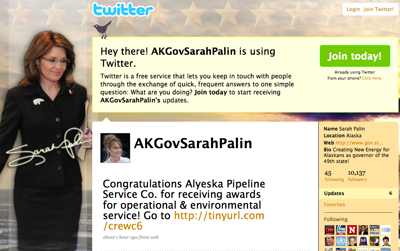 Sarah Palin Joins Twitter Sarah Palin Joins Twitter
