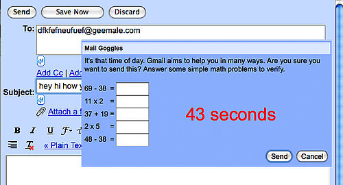 Gmail's Mail Goggles Gmail's Mail Goggles