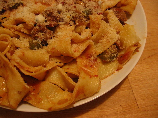 I threw together a quick beef bolognese sauce with ingredients that I had on hand. 