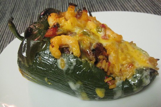 Chorizo and Shrimp Stuffed Poblano Peppers