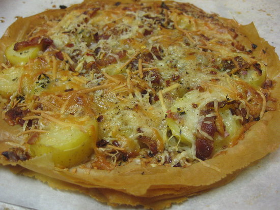 Potato, Bacon, and Asiago Pizza