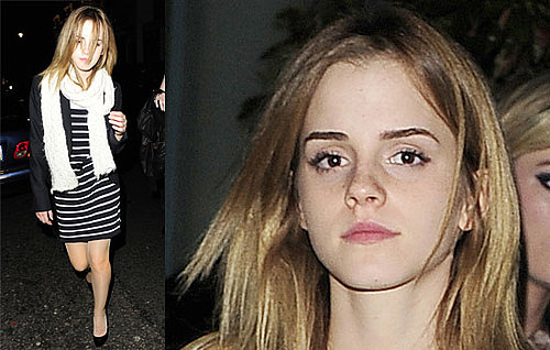 Photos Of Emma Watson At Easter Weekend In London At Whisky Mist Wearing Stripes And A Scarf
