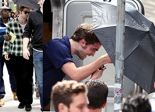Photos Of Robert Pattinson Hiding Under An Umbrella On Set Of Remember Me. Who Is Hotter — Robert Or Chace Crawford?