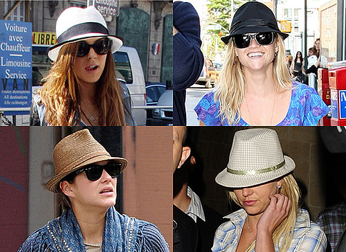 Lindsay Lohan, Britney Spears, Reese Witherspoon, and Marion Cotillard in Fedoras
