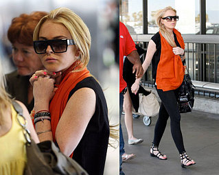 Lohan in Leggings at LAX
