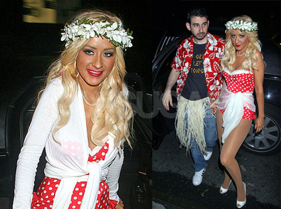 Christina Goes Pantless for Jordan's Hawaiian B-Day Celebration 