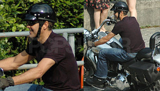 George Looks Hot On a Motorcycle, No Surprises Here      