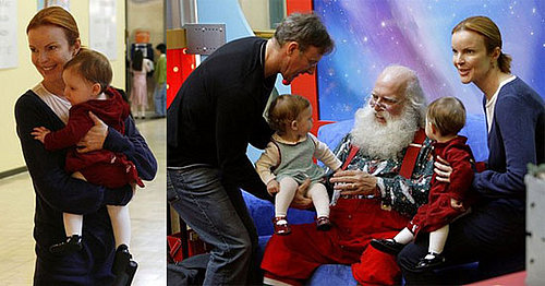Marcia Cross and twins with Santa