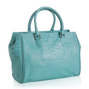Bluefly LAI LAI turquoise faux crocodile 'Ariana' satchel