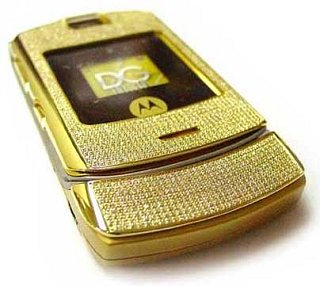 Motorola Stainless Steel Gold Phone With 855 Diamonds
