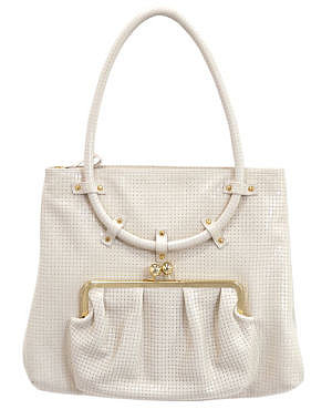 Golden Bleu Large Satchel with Ring Handle