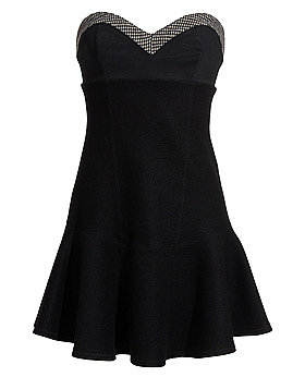Derek Lam Strapless dress with dogtooth trim