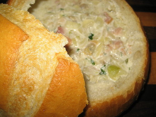 Soup's On: Clam Chowder in Bread Bowl