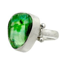 $49.00:  Sterling Silver Free-Form Green Flourite Adjustable Ring by Sajen: Jewelry & Watches