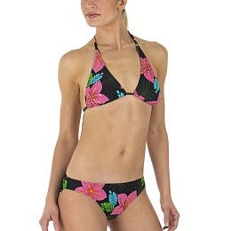 TROPICAL PRINT: Xhilaration� Beaded Hibiscus Swimwear - Black