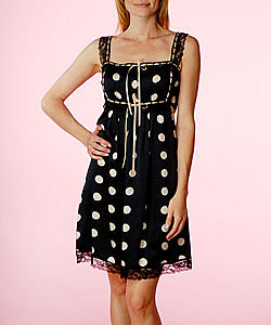 Polka Dot Charmeuse Tunic w/ Lace - Betsey Johnson Official Store