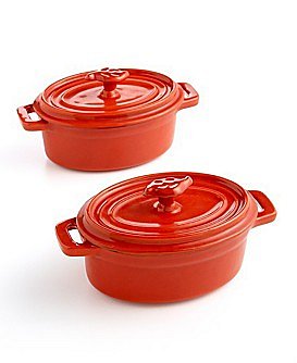Macy*s - Martha Stewart Collection - Martha Stewart Collection Red Cast Iron Mini Casserole, Set of 2