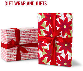 Poinsettia/(RED) Words Reversible Roll Wrap