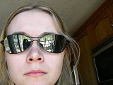 Me with my crazy wet hair giving you a look at the deck furniture