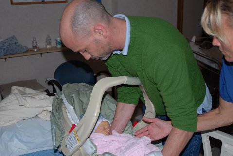 This was a big moment.  After two days in the hospital, mommy, daddy and grandma are packing me up and taking me home!