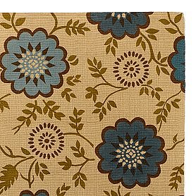 Teal Floral Block Print Micro Jute Rug at World Market