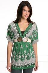 Lux Deep V Printed Kimono Top
