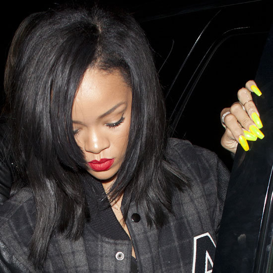 Rihanna Sports Bright Yellow Ultra-Long Talons | POPSUGAR Beauty Australia